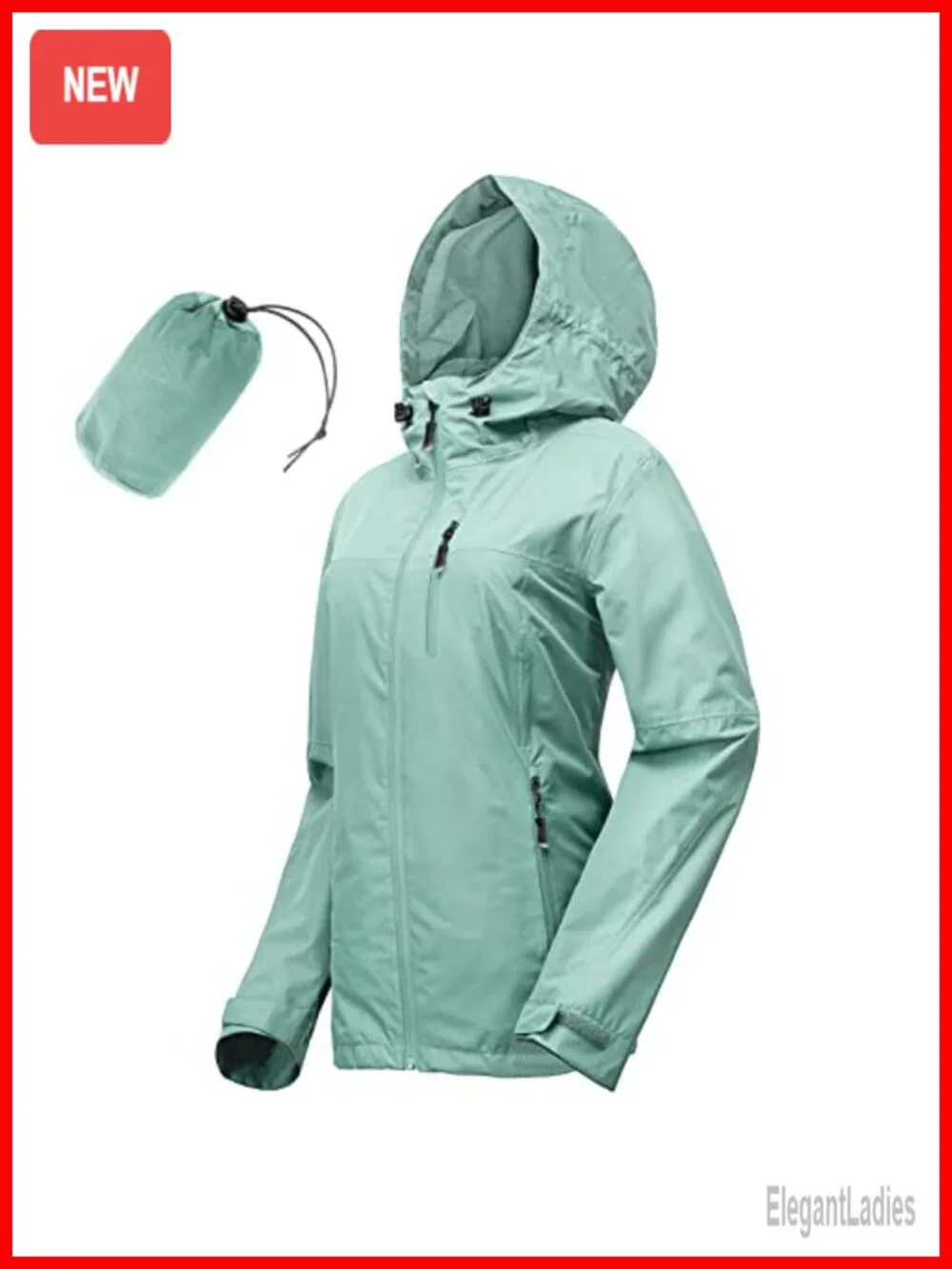 Women's Lightweight Waterproof Packable Rain Jacket with Hood for Cycling
